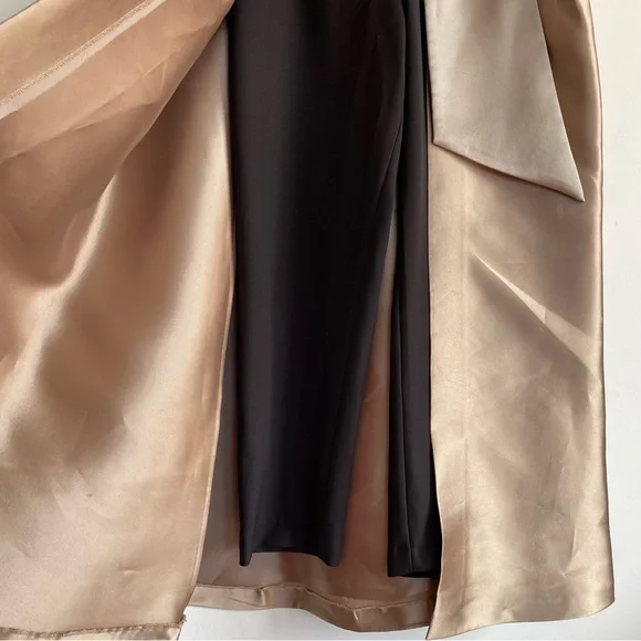 Kay Unger Sophie Jumpsuit Light Gold Dress Black Pants Sleeveless Formal Gown 8 - Picture 7 of 12